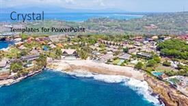  Presentation with bali - Presentation design having aerial-from-sandy-beach background and a light blue colored foreground