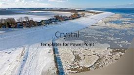  Presentation with village - Slides consisting of aerial-from-snowy-village-moddergat background and a seafoam green colored foreground