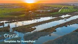  Presentation with sunset - Theme having aerial-from-the-ankeveense-plassen background and a ocean colored foreground