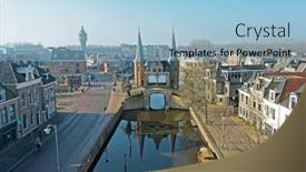  Presentation with city - Theme having aerial-from-the-city-center background and a  colored foreground