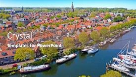  Presentation with city - PPT theme featuring aerial-from-the-city-enkhuizen background and a coral colored foreground
