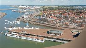  Presentation with city - PPT theme having aerial-from-the-city-harlingen background and a  colored foreground