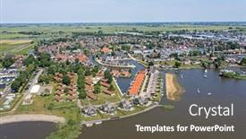  Presentation with city - Slides having aerial-from-the-city-heeg background and a tawny brown colored foreground