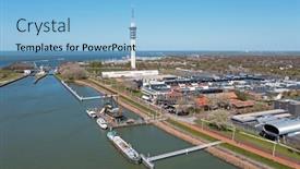  Presentation with ship - Slide deck enhanced with aerial-from-the-city-lelystad background and a light blue colored foreground