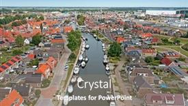  Presentation with city - Presentation theme having aerial-from-the-city-lemmer background and a gray colored foreground