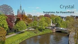  Presentation with aerial - PPT theme with aerial-from-the-city-zwolle background and a light blue colored foreground