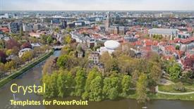  Presentation with city - Presentation theme with aerial-from-the-city-zwolle background and a tawny brown colored foreground