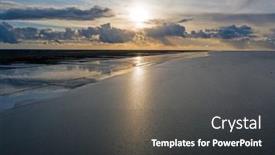  Presentation with coast line - Colorful presentation theme enhanced with aerial-from-the-coast-line backdrop and a dark gray colored foreground