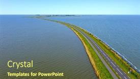  Presentation with aerial - Audience pleasing presentation theme consisting of aerial-from-the-dyke backdrop and a tawny brown colored foreground