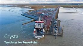  Presentation with aerial - Theme featuring aerial-from-the-ferry background and a ocean colored foreground
