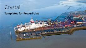  Presentation with aerial - Theme having aerial-from-the-ferry background and a light blue colored foreground