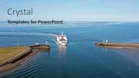  Presentation with unmanned aerial vehicle uav - Theme having aerial-from-the-ferry background and a light blue colored foreground