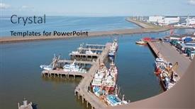  Presentation with fishing - PPT layouts with aerial-from-the-fishing-harbor background and a light blue colored foreground