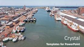  Presentation with fishing - Slide set featuring aerial-from-the-fishing-harbor background and a gray colored foreground
