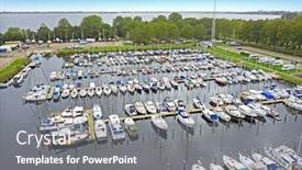  Presentation with aerial - Beautiful PPT theme featuring aerial-from-the-harbor backdrop and a gray colored foreground