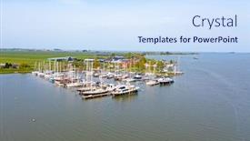  Presentation with aerial - Amazing presentation theme having aerial-from-the-harbor backdrop and a sky blue colored foreground