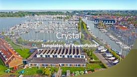  Presentation with city of chicago aerial view - Presentation theme with aerial-from-the-harbor background and a gray colored foreground