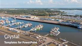  Presentation with aerial - Presentation design enhanced with aerial-from-the-harbor background and a violet colored foreground