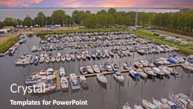  Presentation with sunset - PPT theme featuring aerial-from-the-harbour background and a gray colored foreground