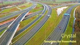  Presentation with highway - Slide deck with aerial-from-the-highway-a1 background and a tawny brown colored foreground