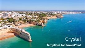  Presentation with childrens church - PPT layouts enhanced with aerial from the historical church 'segnora de nossa' at armacao de pera in portugal background and a ocean colored foreground