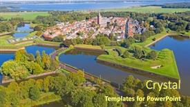  Presentation with city - Slide deck enhanced with aerial-from-the-historical-city background and a tawny brown colored foreground