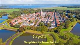  Presentation with aerial - Amazing PPT theme having aerial-from-the-historical-city backdrop and a tawny brown colored foreground