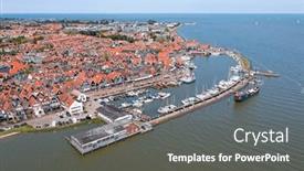  Presentation with city - Presentation design consisting of aerial-from-the-historical-city background and a dark gray colored foreground