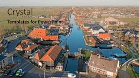  Presentation with aerial - Slides having aerial-from-the-historical-town background and a coral colored foreground