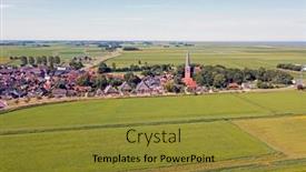  Presentation with village - PPT layouts featuring aerial-from-the-historical-village background and a gold colored foreground