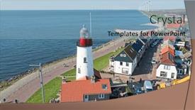  Presentation with lighthouse - Theme consisting of aerial-from-the-historical-village background and a  colored foreground
