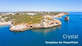  Presentation with algarve - Slides consisting of aerial-from-the-lighthouse background and a ocean colored foreground
