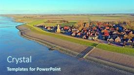  Presentation with aerial refueling - Audience pleasing PPT theme consisting of aerial-from-the-little-village backdrop and a ocean colored foreground