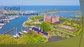  Presentation with medieval - PPT theme with aerial-from-the-medieval-castle background and a light blue colored foreground
