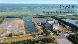  Presentation with aerial - Slide deck consisting of aerial-from-the-powerstation background and a light blue colored foreground