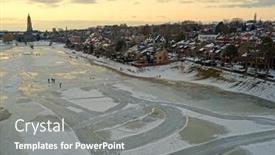  Presentation with city - Cool new presentation design with aerial-from-the-snowy-city backdrop and a gray colored foreground