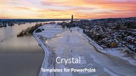  Presentation with city - Amazing presentation having aerial-from-the-snowy-city backdrop and a ocean colored foreground