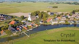  Presentation with village - Presentation theme consisting of aerial-from-the-traditional-village background and a gold colored foreground