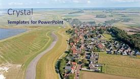  Presentation with village - Slide set consisting of aerial-from-the-traditional-village background and a sky blue colored foreground