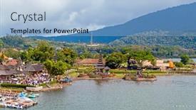  Presentation with bali temple - PPT layouts consisting of aerial-from-the-ulun-danu background and a light blue colored foreground