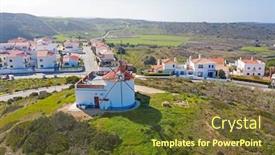 Presentation with old windmill - Audience pleasing presentation theme consisting of aerial-from-the-village-carapateira backdrop and a tawny brown colored foreground