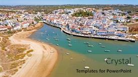  Presentation with algarve - Theme enhanced with aerial-from-the-village-ferragudo background and a yellow colored foreground