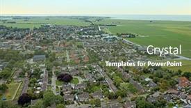  Presentation with village - PPT theme enhanced with aerial-from-the-village-koudum background and a tawny brown colored foreground