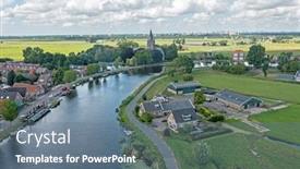  Presentation with village - Theme having aerial-from-the-village-nes background and a ocean colored foreground