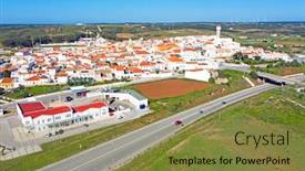  Presentation with algarve - PPT theme with aerial-from-the-village-vila background and a gold colored foreground
