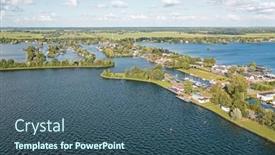  Presentation with village - Presentation design enhanced with aerial-from-the-village-vinkeveen background and a ocean colored foreground