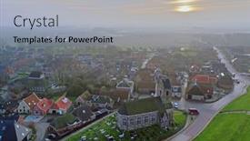  Presentation with village - Presentation theme having aerial-from-the-village-wierum background and a light gray colored foreground