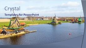  Presentation with windmills - PPT theme having aerial-from-traditional-windmills background and a sky blue colored foreground