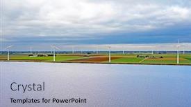  Presentation with windmills - Cool new theme with aerial from windmills at the waterfront in the countryside from the netherlands backdrop and a light blue colored foreground