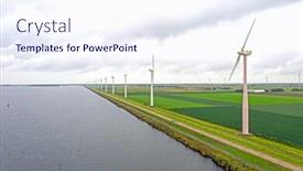  Presentation with windmills - Colorful presentation design enhanced with aerial from windmills at the eenmeer in the netherlands backdrop and a sky blue colored foreground
